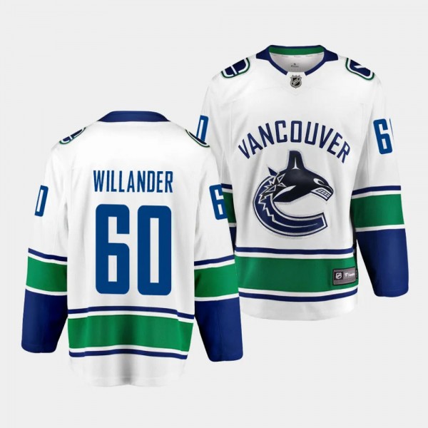 2023 NHL Draft Tom Willander Vancouver Canucks Jersey White Away Breakaway Player