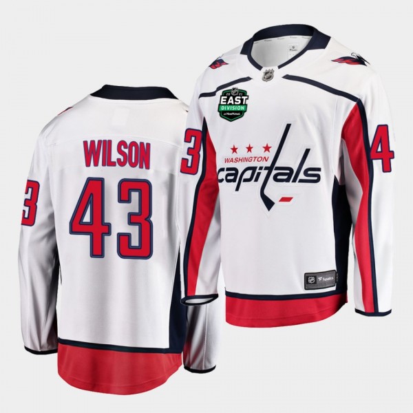 Washington Capitals Tom Wilson 2021 East Division Patch White Jersey Away