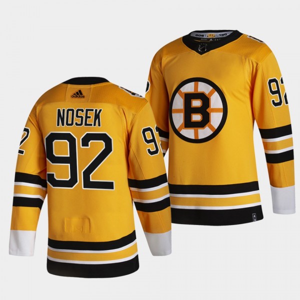 Tomas Nosek #92 Bruins 2021 Reverse Retro Gold Jer...