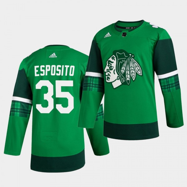 Tony Esposito Blackhawks 2020 St. Patrick's Day Green Authentic Player Jersey