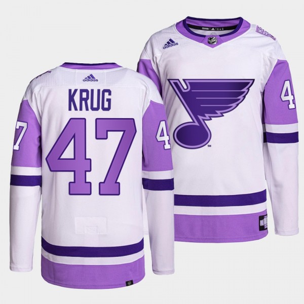 St. Louis Blues Torey Krug HockeyFightsCancer Jersey #47 White Primegreen Authentic