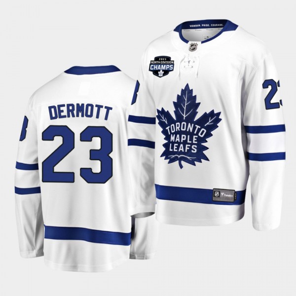 Maple Leafs Travis Dermott 2021 North Division Champions White Jersey