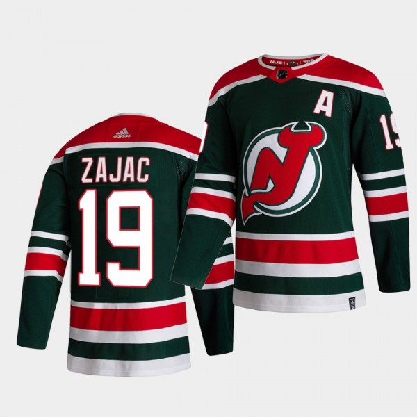 New Jersey Devils 2021 Reverse Retro travis zajac Green Special Edition Authentic Jersey