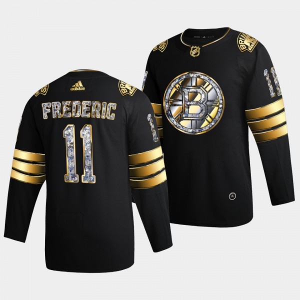 Trent Frederic Boston Bruins 2022 Stanley Cup Playoffs #11 Black Diamond Edition Authentic Jersey