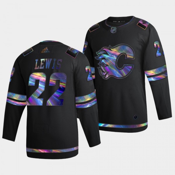 Calgary Flames Trevor Lewis Iridescent Holographic #22 Black Jersey Authentic