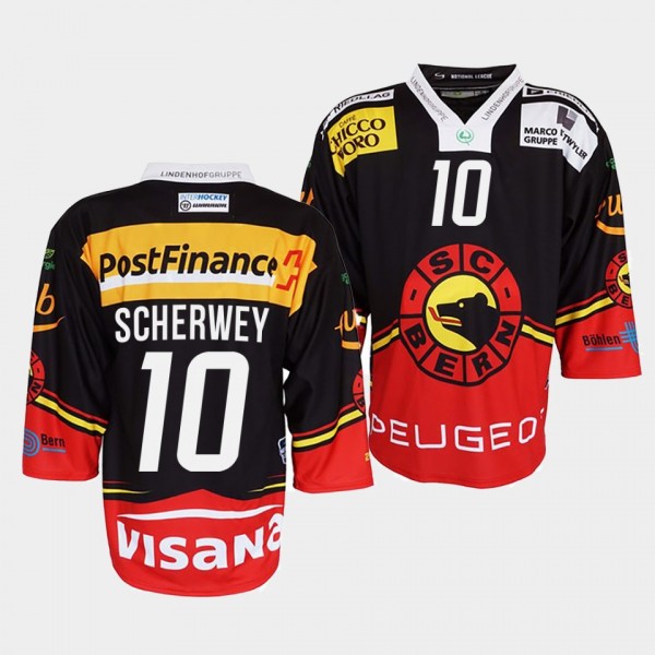 Tristan Scherwey #10 SC Bern Jersey Men's 2022 Ice...
