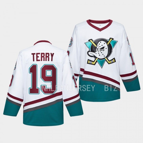 Troy Terry Anaheim Ducks #19 Mighty Ducks White Je...