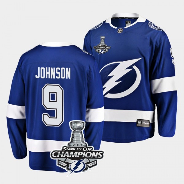 2021 Stanley Cup Champions Tampa Bay Lightning Tyler Johnson Blue Home 9 Jersey
