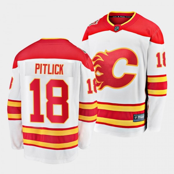 Tyler Pitlick Calgary Flames 2021 Away 18 Jersey White Player