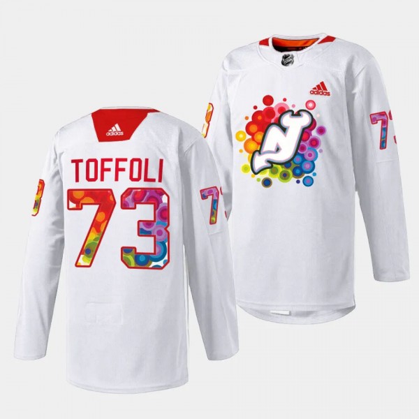 2023 Pride Night Tyler Toffoli New Jersey Devils White #73 Special Jersey