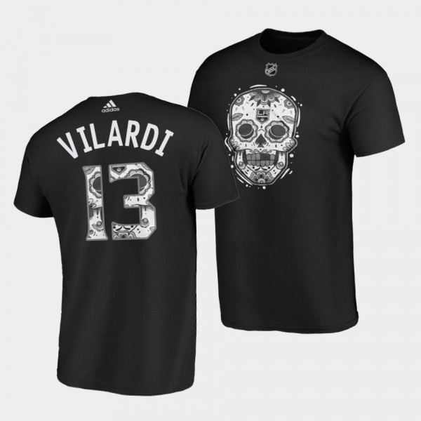 Gabriel Vilardi #13 Los Angeles Kings T-Shirt Unisex sugar skull Dia De Los Metros Night Black Tee
