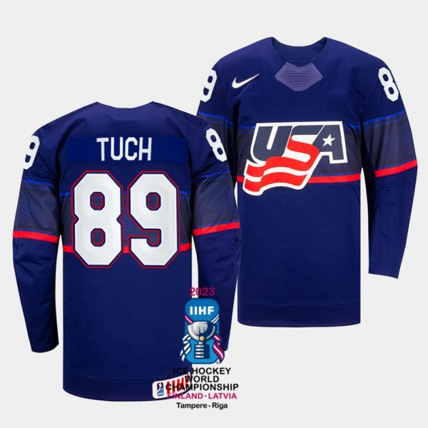 Alex Tuch 2023 IIHF World Championship USA #89 Blu...