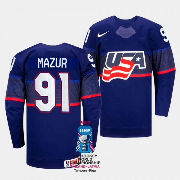 Carter Mazur 2023 IIHF World Championship USA #91 ...