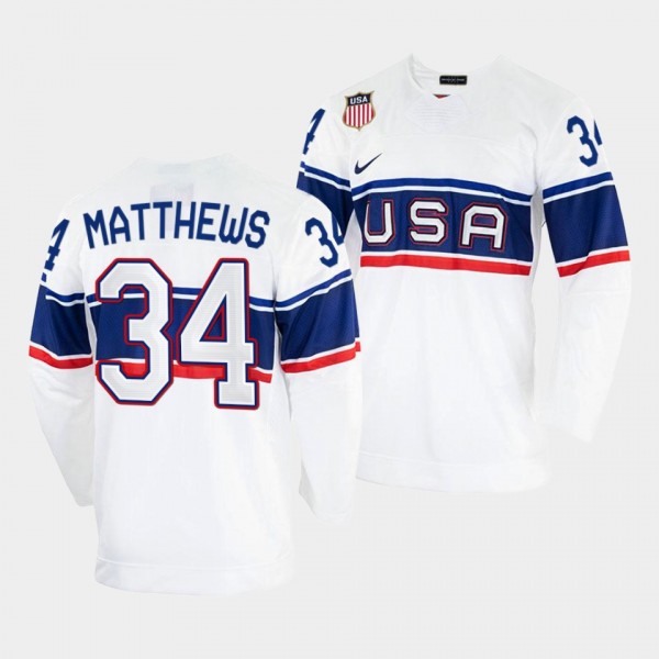Auston Matthews USA Hockey 2022 Beijing Winter Olympic Jersey White