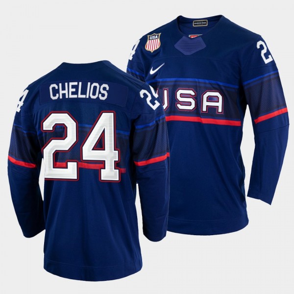 USA Hockey 24 Chris Chelios Jersey Navy 2002 Winte...
