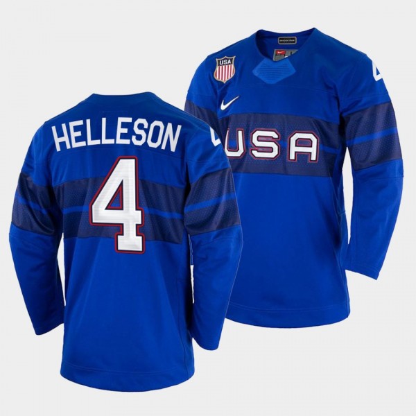 USA Hockey #4 Drew Helleson 2022 Winter Olympics R...