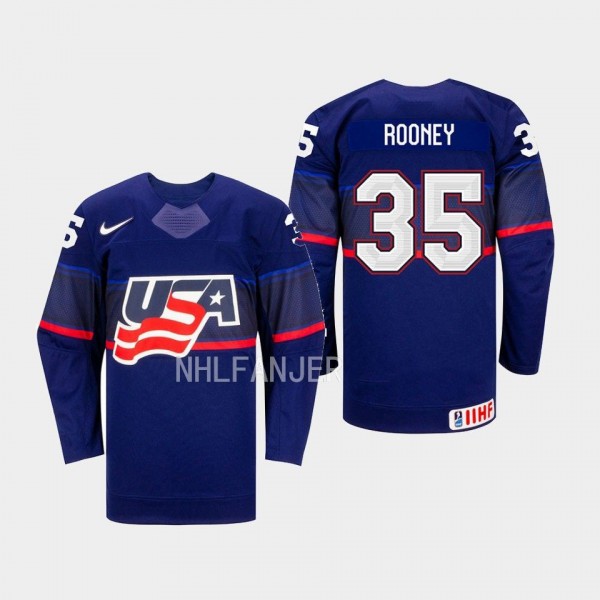 Maddie Rooney IIHF USA Hockey #35 Blue Away Jersey...