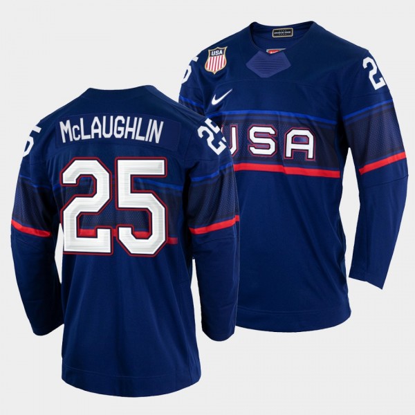 USA Hockey #25 Marc McLaughlin 2022 Winter Olympics Blue Jersey