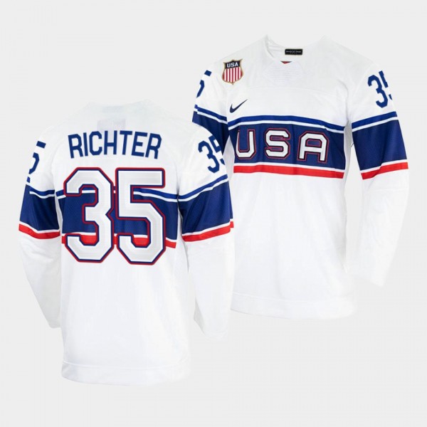 USA Hockey 35 Mike Richter Jersey White 2002 Winte...