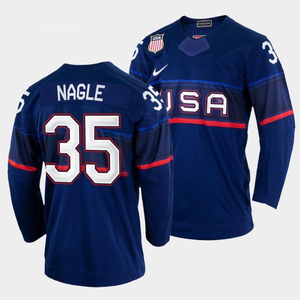 USA Hockey #35 Pat Nagle 2022 Winter Olympics Blue...