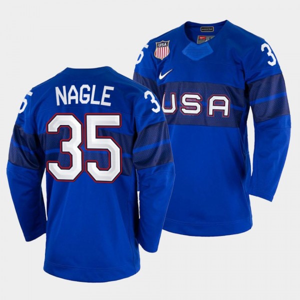 USA Hockey #35 Pat Nagle 2022 Winter Olympics Roya...