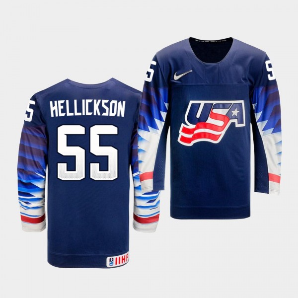 Matt Hellickson USA Team 2021 IIHF World Championship Away Navy Jersey