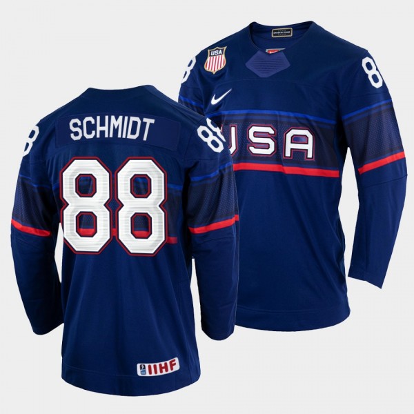 Nate Schmidt 2022 IIHF World Championship USA Hockey #88 Navy Jersey Away