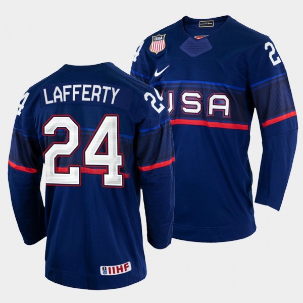 Sam Lafferty 2022 IIHF World Championship USA Hockey #24 Navy Jersey Away