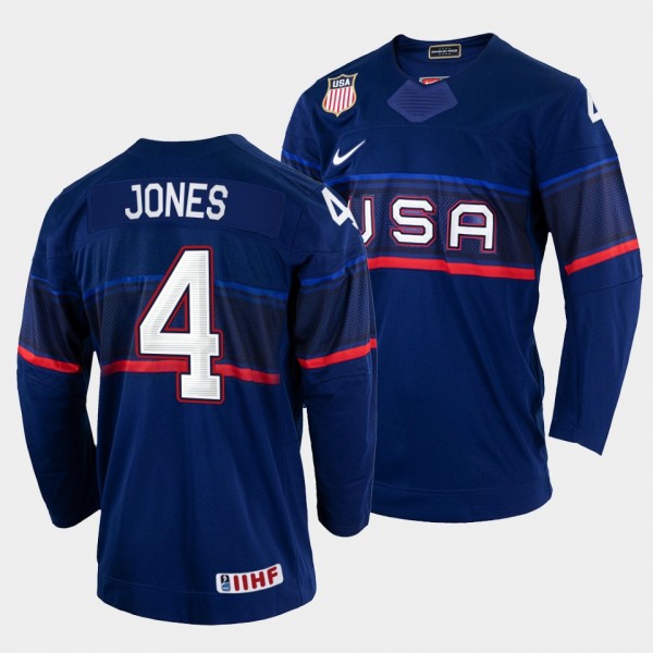 Seth Jones 2022 IIHF World Championship USA Hockey #4 Navy Jersey Away