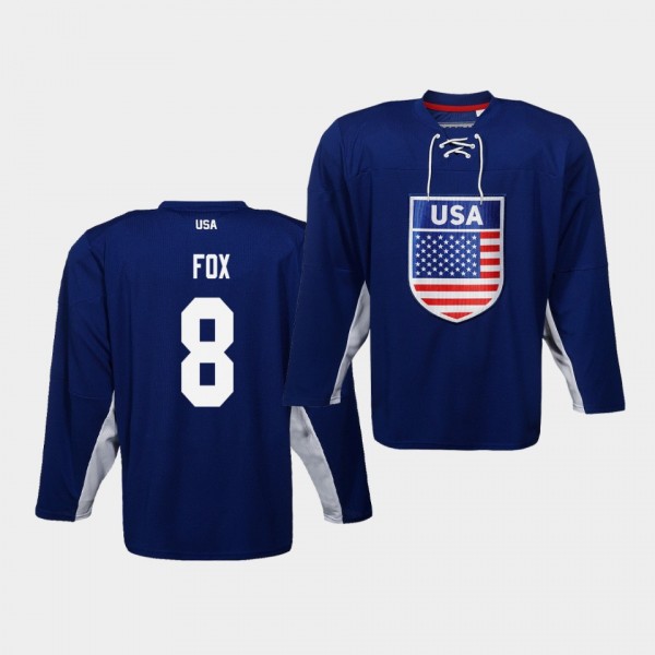 Adam Fox USA Team 2019 IIHF World Championship Navy Jersey