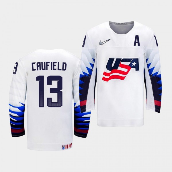 Cole Caufield USA Team 2021 IIHF World Junior Championship Jersey Home White