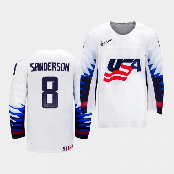 Jake Sanderson USA Team 2021 IIHF World Junior Championship Jersey Home White
