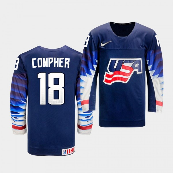 Jesse Compher USA Team 2020 IIHF Women's World Championship Jersey Away Navy
