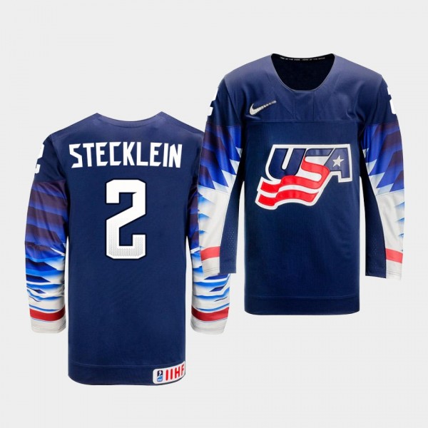 Lee Stecklein USA Team 2020 IIHF Women's World Championship Jersey Away Navy