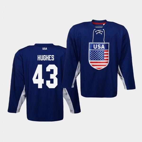 Quinn Hughes USA Team 2019 IIHF World Championship Navy Jersey