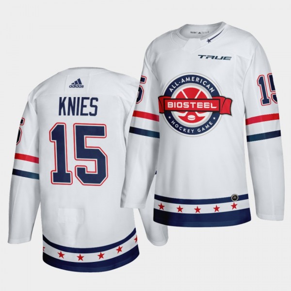 Matt Knies USA Team White 2021 BioSteel All-American Game #15 Authentic Jersey