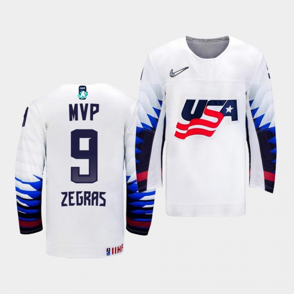 Trevor Zegras USA 2021 IIHF WJC MVP Jersey Gold Wi...