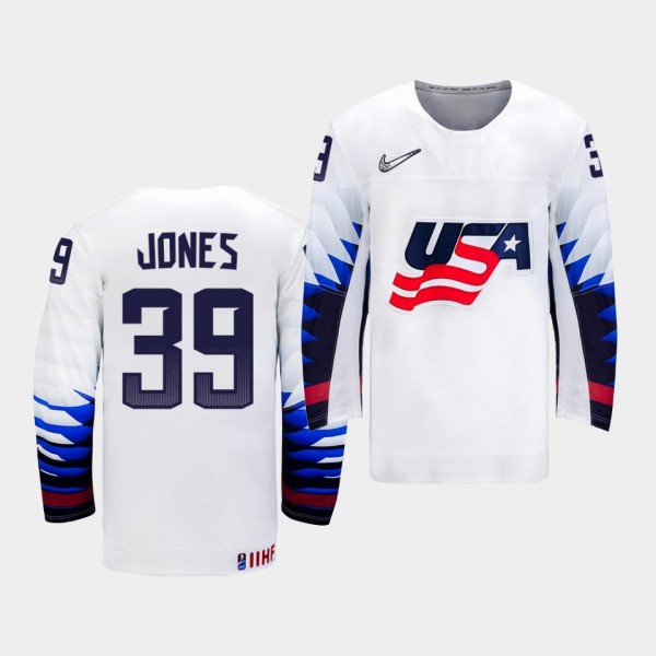 Zac Jones USA Team 2021 IIHF World Championship Home White Jersey