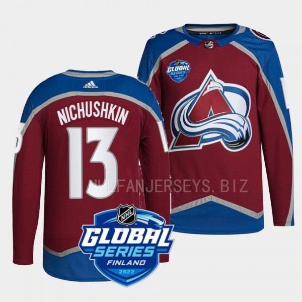 Colorado Avalanche 2022 NHL Global Series Valeri Nichushkin #13 Burgundy Authentic Jersey Men's