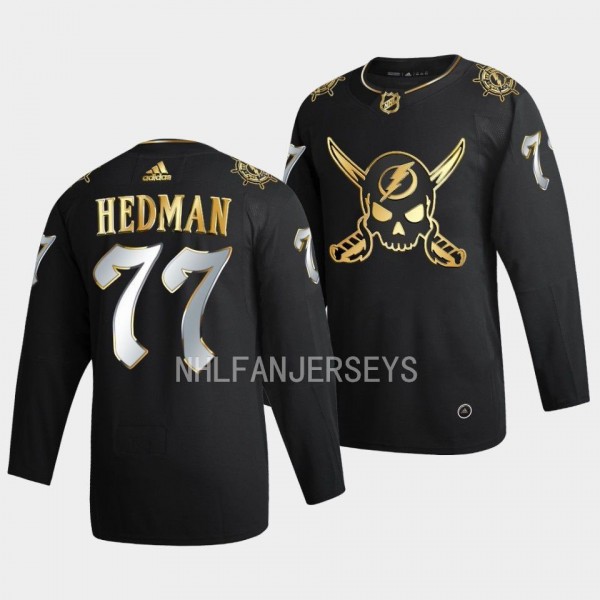 Victor Hedman Tampa Bay Lightning Gasparilla inspired #77 Black Golden Edition Jersey