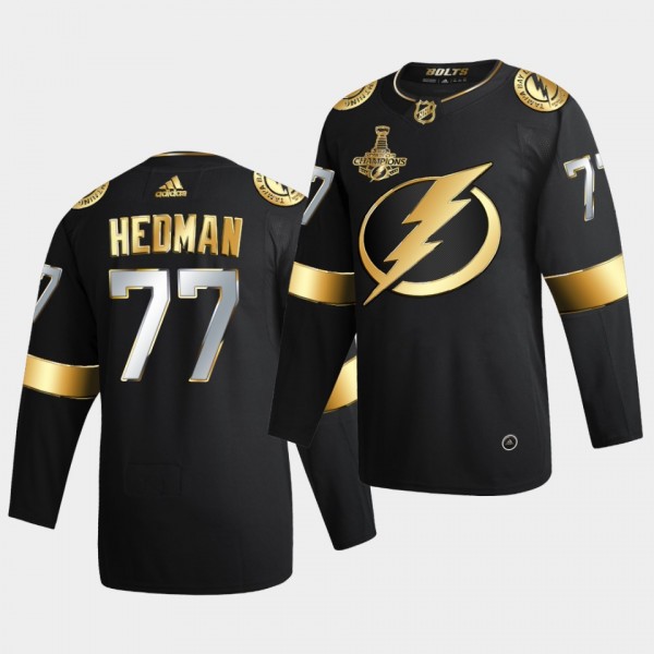 Tampa Bay Lightning Victor Hedman 2020 Stanley Cup Champions Authentic Golden Limited Black Jersey