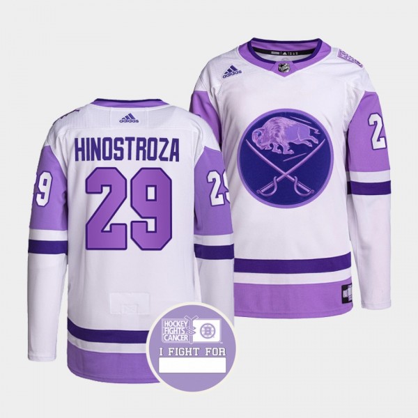 Buffalo Sabres Vinnie Hinostroza Hockey Fights Cancer Jersey #29 White Purple Primegreen