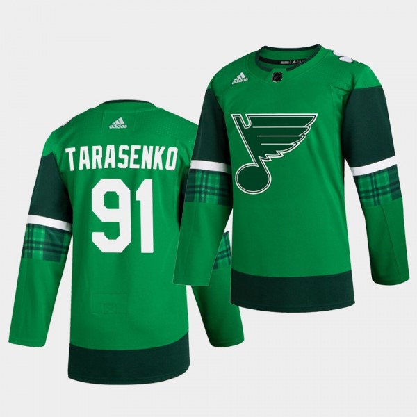 Vladimir Tarasenko Blues 2020 St. Patrick's Day Green Authentic Player Jersey