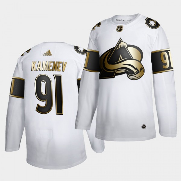 Vladislav Kamenev #91 NHL Avalanche 2019-20 Golden Edition Limited White Jersey