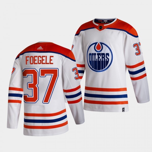 Edmonton Oilers 2021 Reverse Retro Warren Foegele White Special Edition Jersey