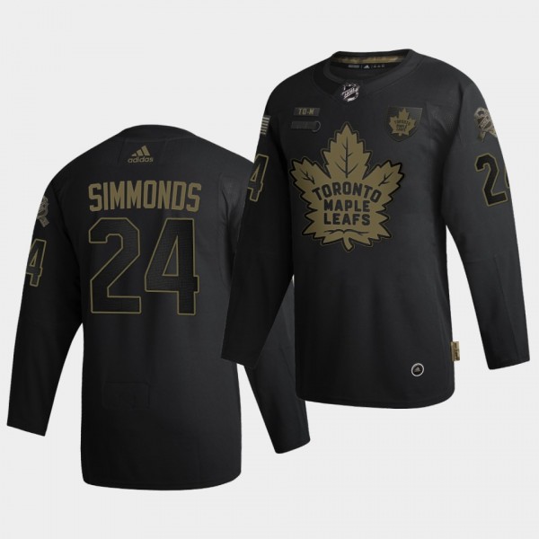Wayne Simmonds #24 Maple Leafs 2020 Salute To Service Authentic Black Jersey