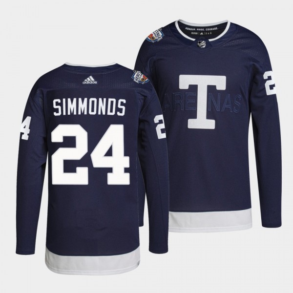 Toronto Maple Leafs 2022 Heritage Classic Wayne Simmonds #24 Navy Jersey Primegreen Authentic