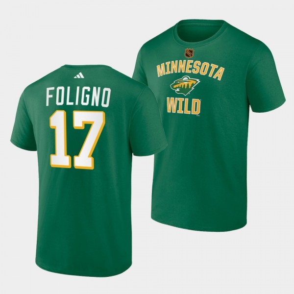 Minnesota Wild Reverse Retro 2.0 Marcus Foligno #17 Green T-Shirt Wheelhouse