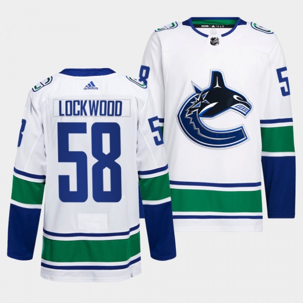 Vancouver Canucks Away Will Lockwood #58 White Jersey Primegreen Authentic Pro