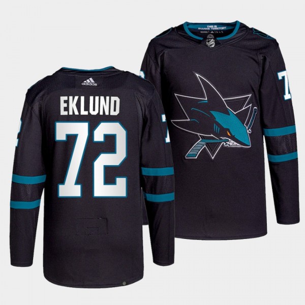 William Eklund #72 Sharks Alternate Black Jersey 2...